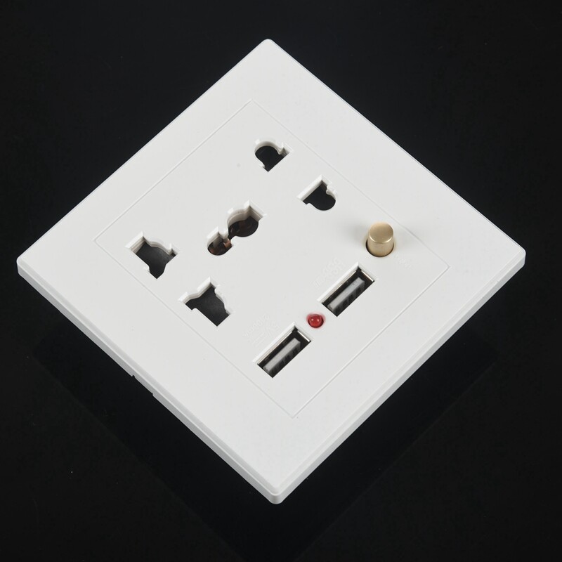 2.1A Dual USB Wall Charger Socket Adapter Universial Power Outlet Panel wite Switch