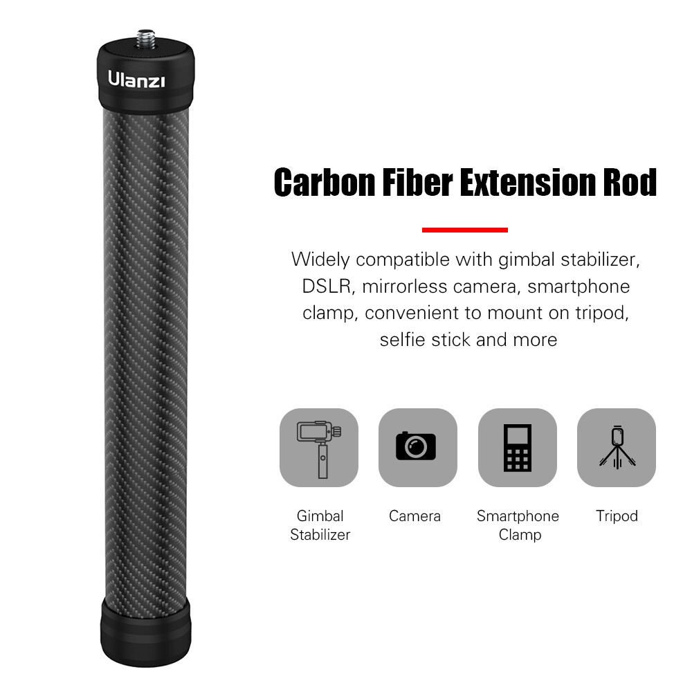 Ulanzi Universal Cabron Fiber Extension Rod 23.6cm with Universal 1/4 Screw for Camera Gimbal Stabilizer Phone Clamp Holder