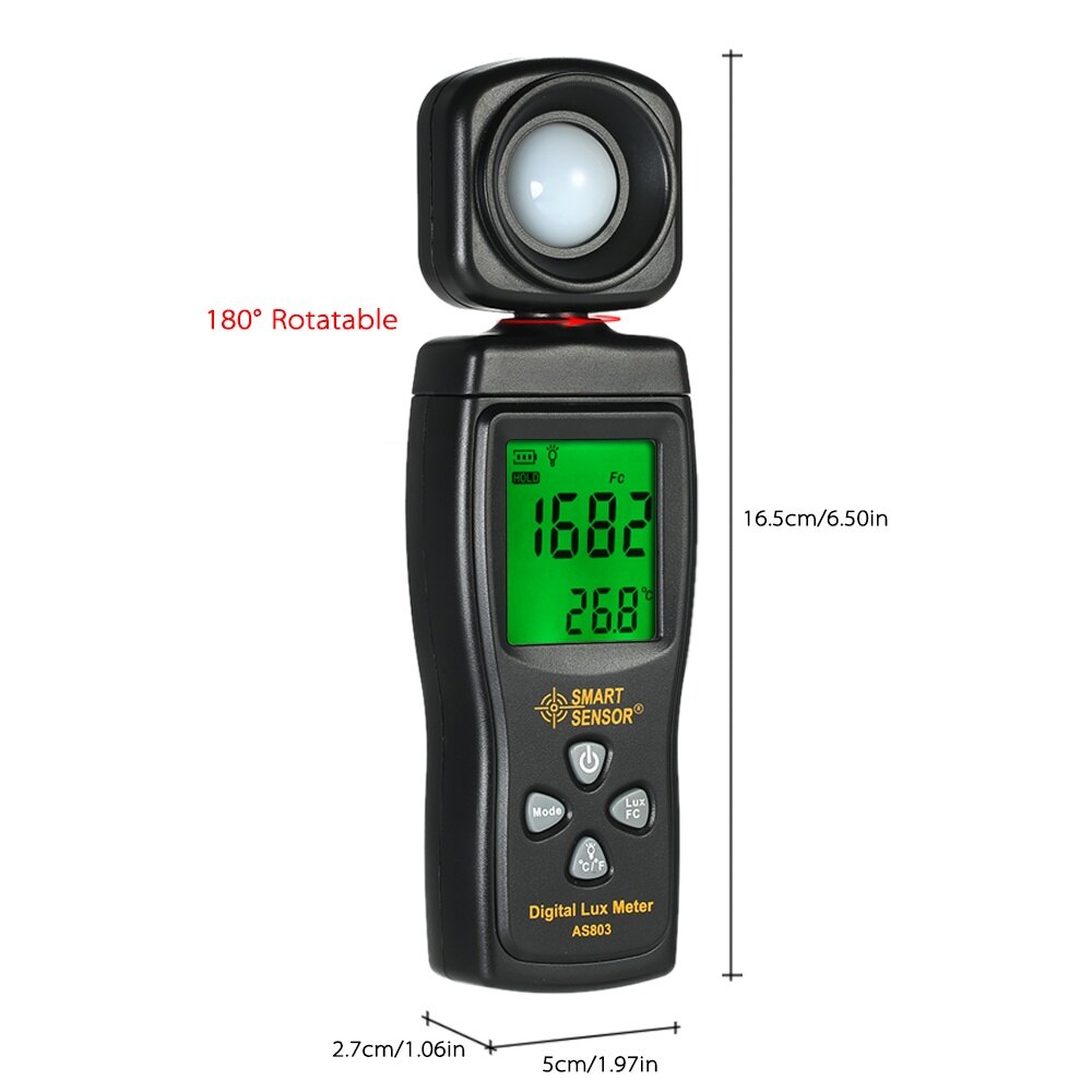 Máy Đo Lux Kỹ Thuật Số Mini KKmoon, Màn Hình LCD Cầm Tay Illuminometer Luminometer Quang Kế Đồng Hồ Đo Ánh Sáng Luxmeter 0-200000 Lux