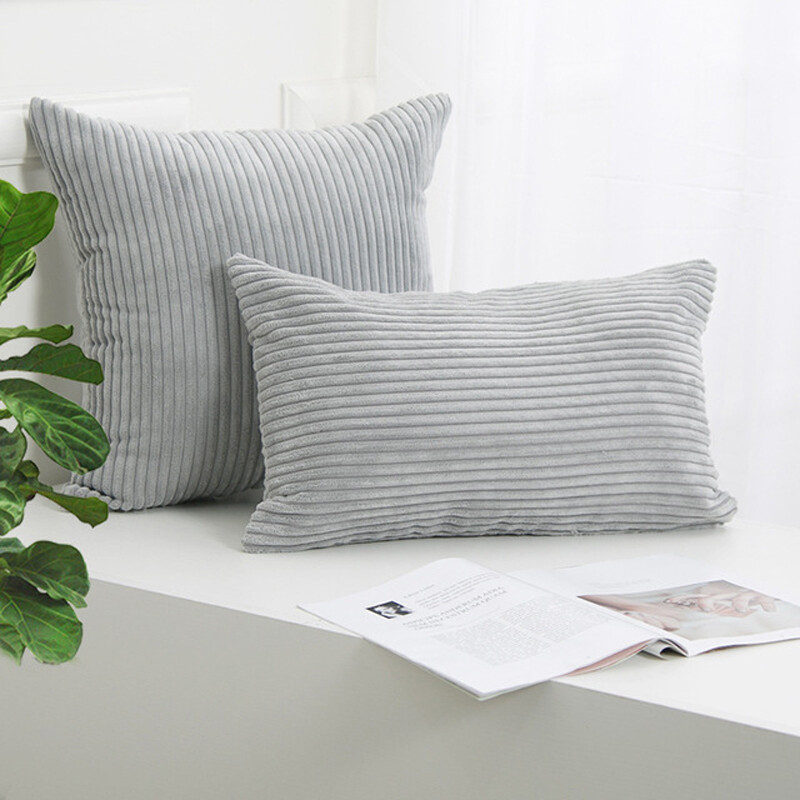 Corduroy Striped Pattern Cushion Cover 55x55cm 60x60cm Soft Solid color Green grey Red Orange Brown Blue Yellow Throw Pillow Case For Living Rooom Sofa Home Decoration