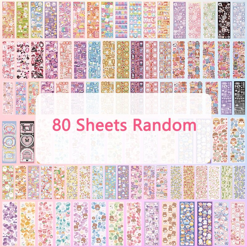 100 Sheets Various Cartoon Shiny Stickers Set Student Decorative DIY Material Stickers