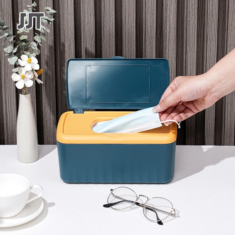 Tissue box mask storage box desktop storage box Tissue box with lid, multi-purpose storage box for household living room dormitory storage car decoration box