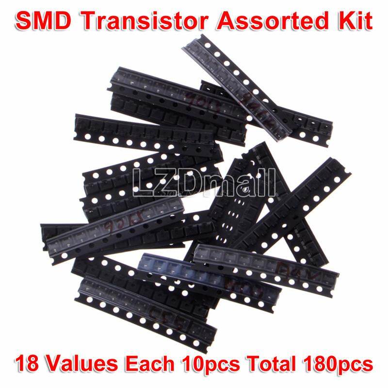 180pcs SOT-23 SMD Transistor Assorted Kit 18Values x 10pcs=180pcs 2N2222 S9012 S9013 S9014 S9015 S9018 A1015 C1815 A42 A92 S8050 S8550 5551 5401 A733 C945 2N3904 2N3906 SOT23 SMD Triode Transistors