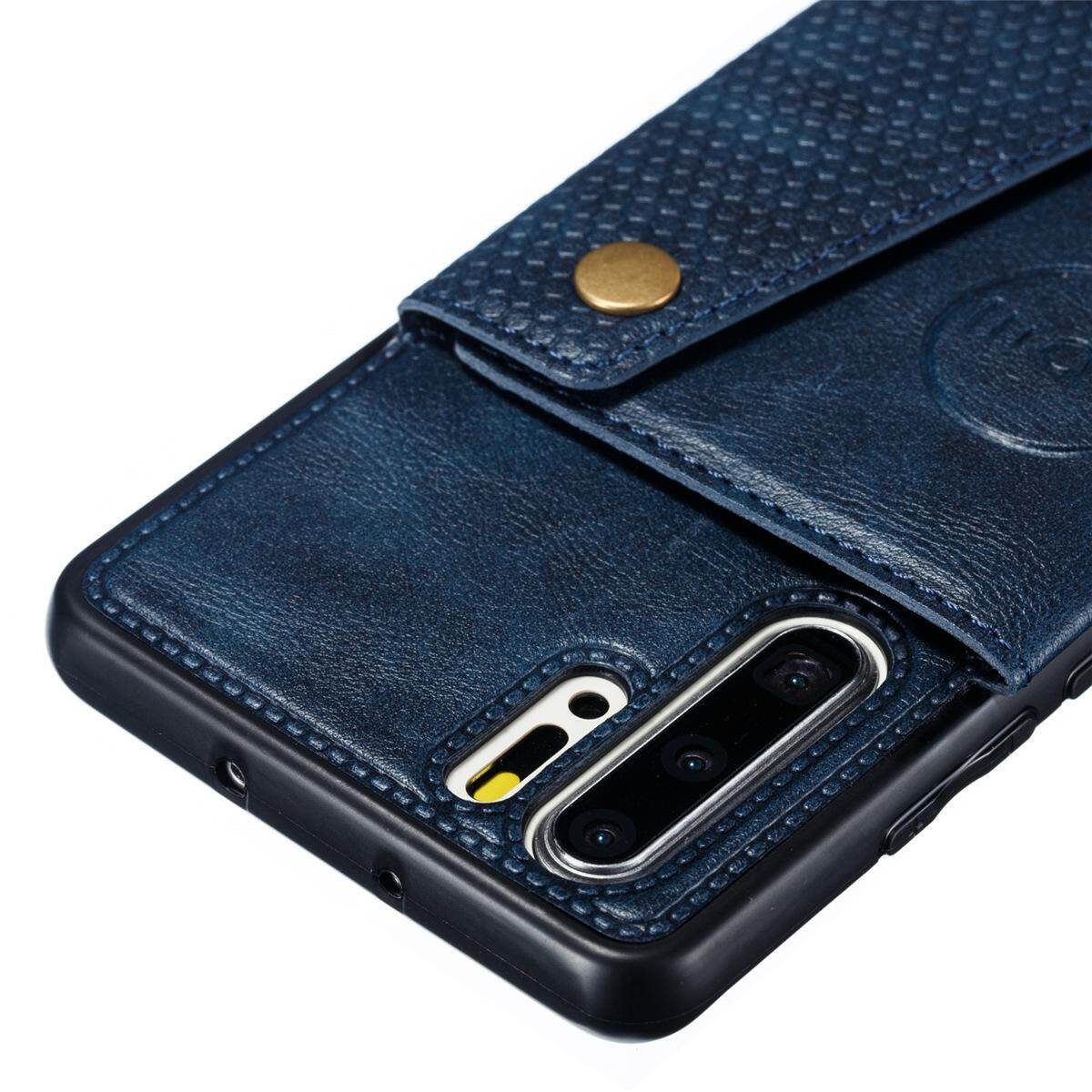 Cho Huawei p30pro da trường hợp nhiều Folio lật Bìa Wallet trở lại trường hợp vỏ, có thể làm việc với gắn trên xe hơi, ẩn thẻ tín dụng ID khe giữ, retro nút kim loại clasp, đứng hỗ trợ