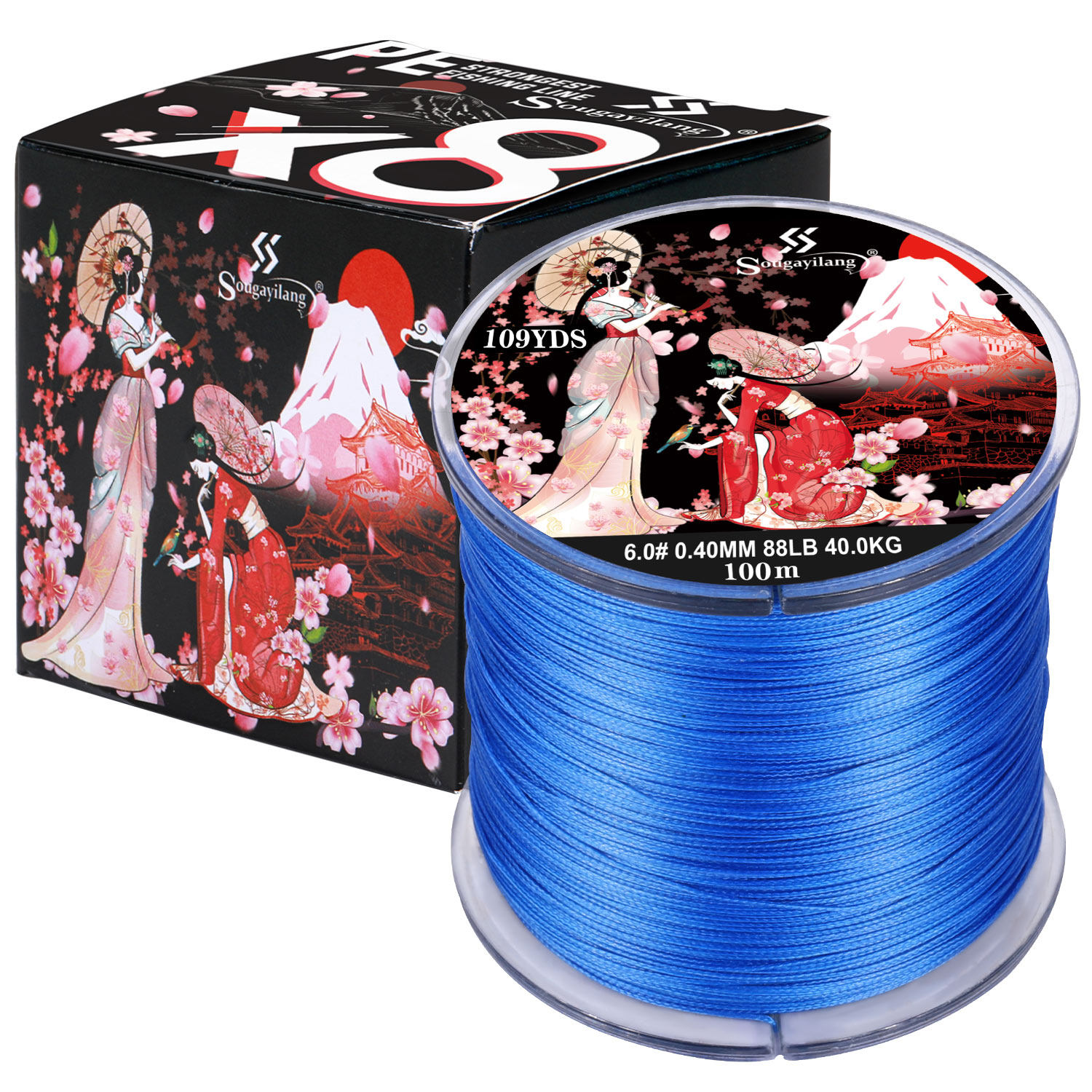 Sougayilang 100m 300m Fishing Line X8 8 Braided Fishing Line PE Line Cherry Blossom Element Fishing Line