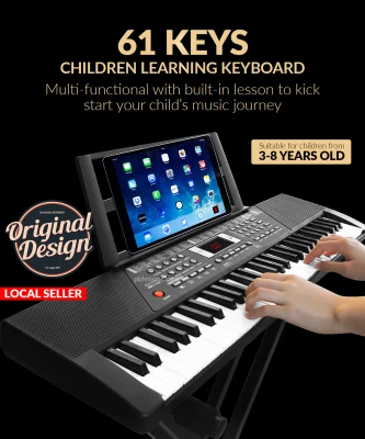 BLW 61 Keys Children Electronic Keyboard Electric Digital Piano + Microphone + Music Book Rest