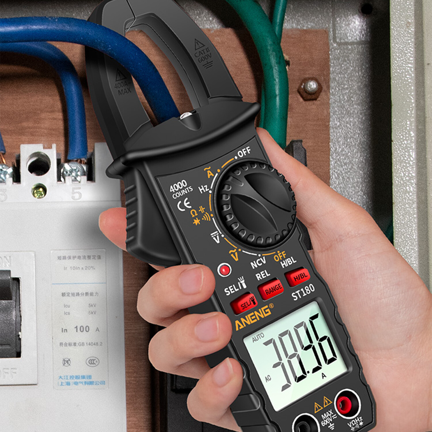 NANWEI ANENG ST180 4000 Counts Digital Clamp Meter Multimeter Voltmeter Ammeter AC DC Voltage Meter NCV Tester Universal Meter Tester Current Clamp Tester -30~1000°C Temperature Resistance Capacitance Frequency Diode Measurement