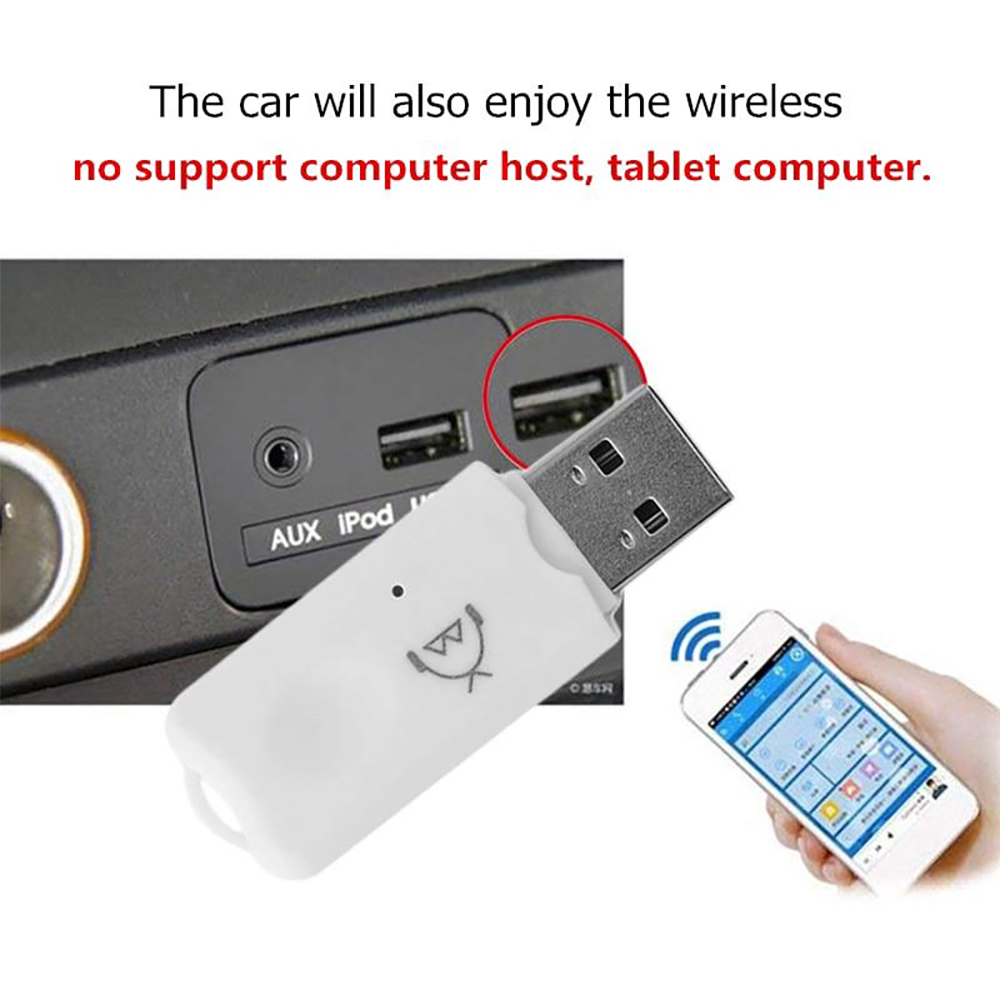Mini Bluetooth Music Receiver Wireless Handfree Car Kit Audio USB Stereo Adapter Built in Mic for Speaker MP3 Player