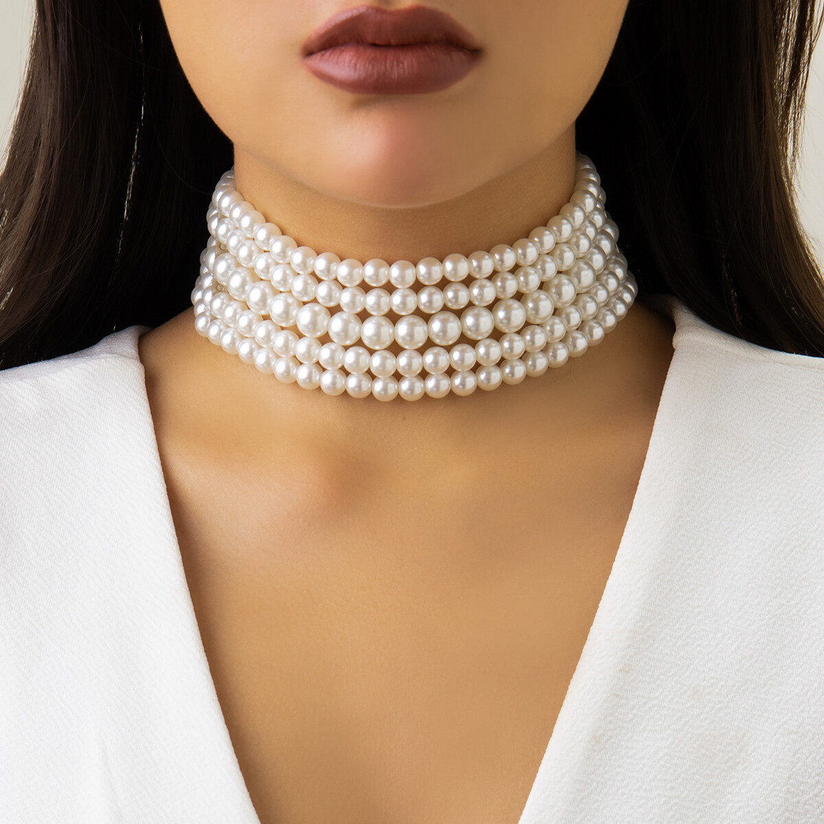 Korean Exquisite Multilayer Imitation Pearl Short Choker Fashion Charm Collar Necklace For Women Wedding Party Jewelry