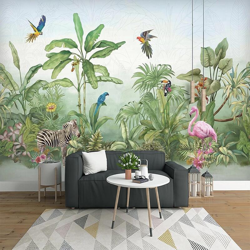 Custom Photo Wall Tropical Rainforest Plant Flower Bird Animal Forest Large Mural Non Woven Wallpaper For Living Room Bedroom 3d Lazada Singapore