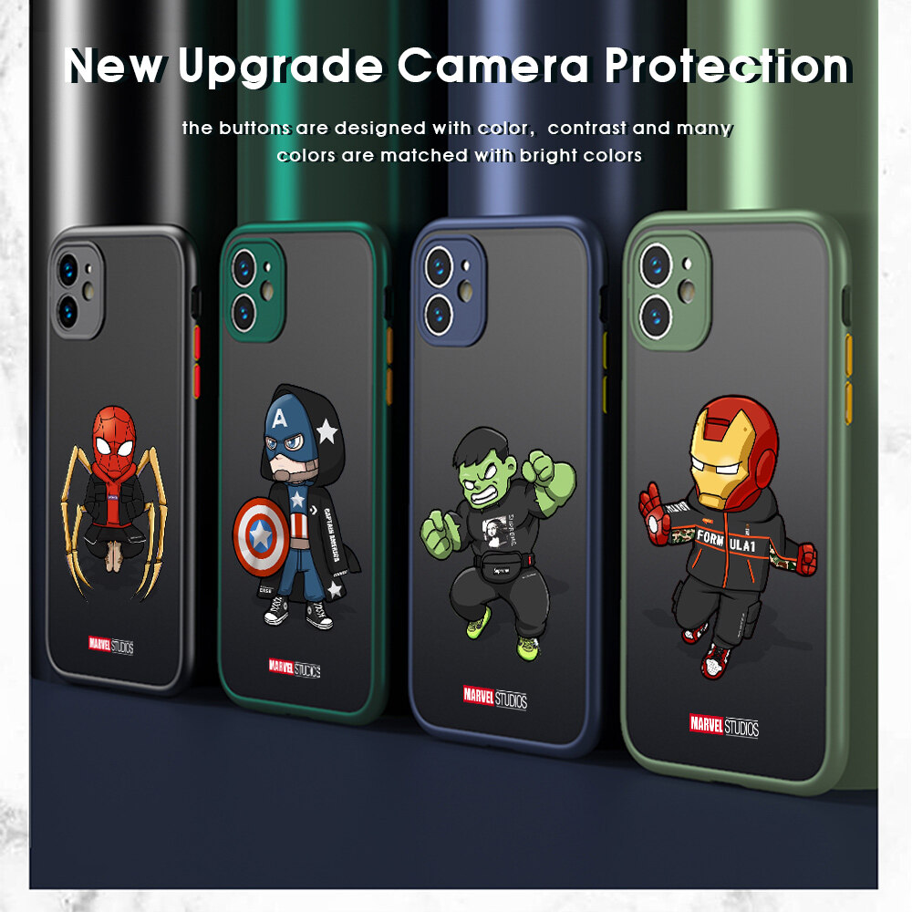 Ốp Honinga Dành Cho Xiaomi Redmi Note 9S Note 9 Pro Ốp Lưng Người Nhện Người Sắt Hoạt Hình Đội Trưởng Người Mỹ Hulk Ốp Điện Thoại Trong Suốt Mờ Ốp Lưng Ốp Cứng Anime Cho Bé Trai Bé Gái Cho Nam