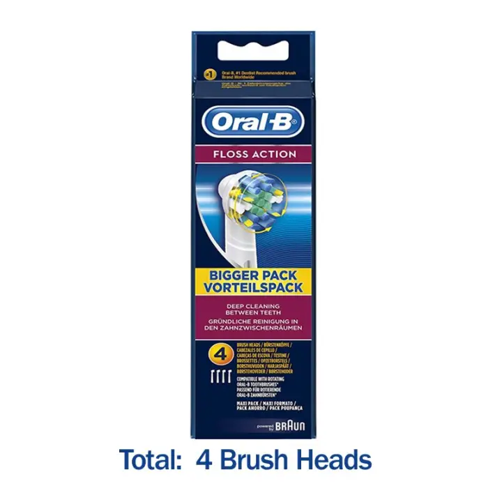 oral b flossaction replacement electric toothbrush heads 4 pack