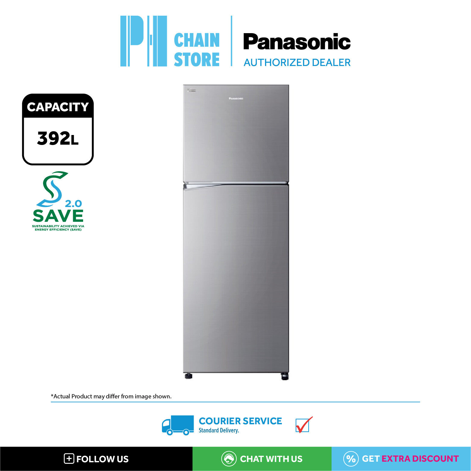 PANASONIC NR-BL381PSMY 392L INVERTER TOP FREEZER 2-DOOR FRIDGE/REFRIGERATOR (COURIER SERVICE)