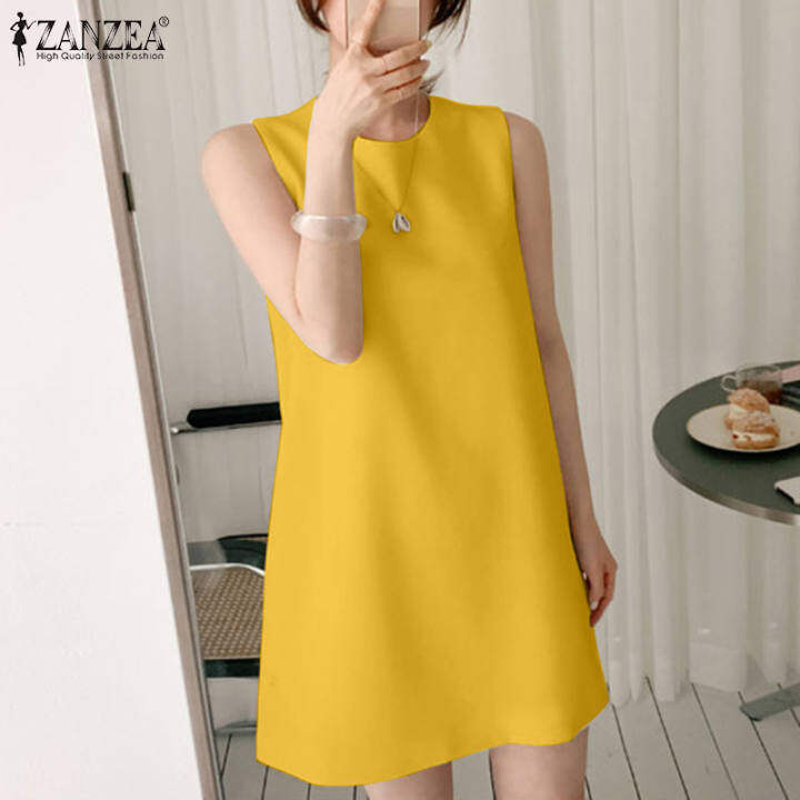 ZANZEA Korean Style Women Summer Sleeveless Plain Mini Dress Casual A Line Tank Sundress – zanzea >>> top1shop >>> lazada.com.ph