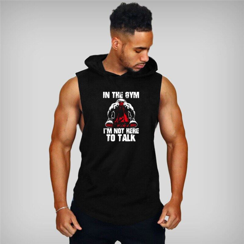 New Gyms Clothing Bodybuilding Stringer Tank Top Hoodie Mens Cotton Muscle Sleeveless Shirt Fitness Men hooded Undershirt