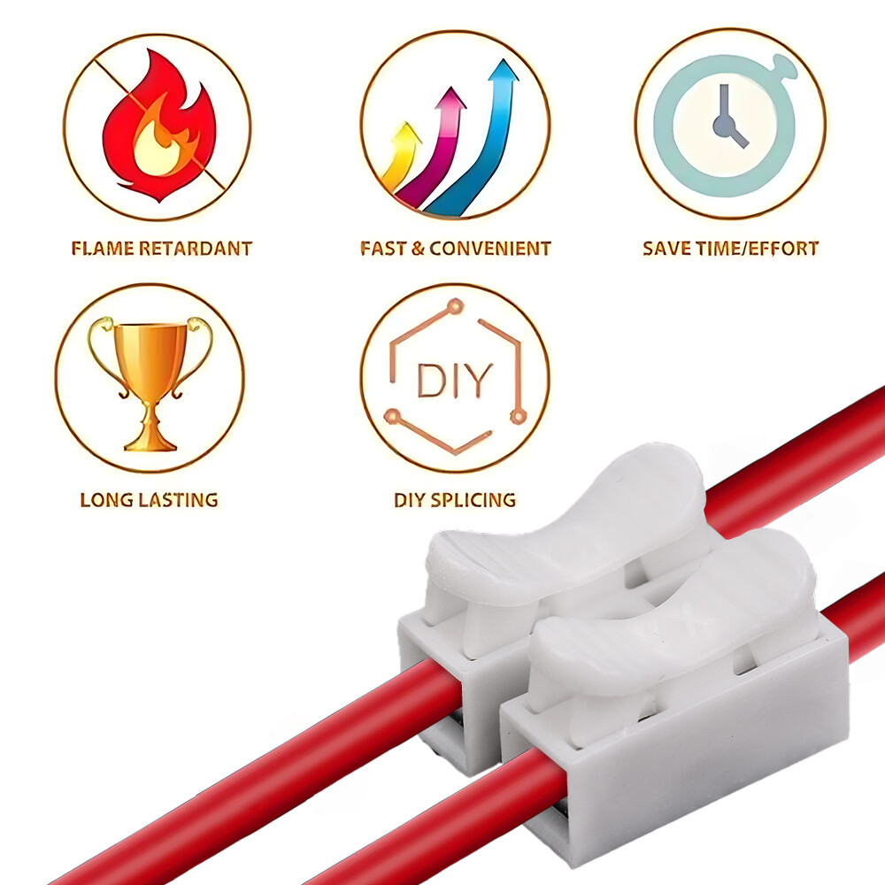 20pcs CH2 nhanh chóng khóa mối nối đầu nối dây điện 2 pins cáp điện thiết bị đầu cuối cho dễ dàng an toàn nối vào dây