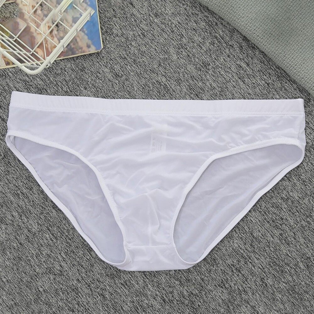 Men's Ice Silk Briefs Ultra-Thin Nylon Comfy Breathable Underwear Low Waist Slimfit Solid Color Summer Casual Underpants New