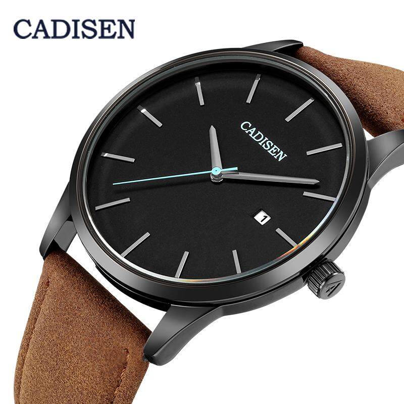 CADISEN Luxury Quartz Mens Watch Date Waterproof Thin Dial Stainless Steel Leather Strap Fashion Military Multicolor Wristwatch Malaysia