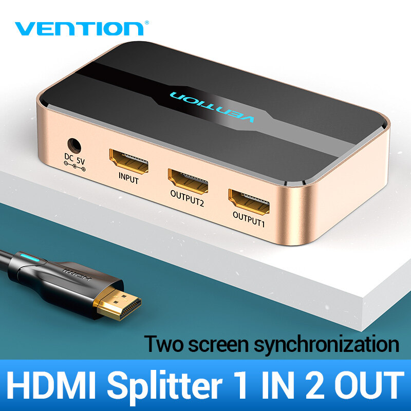 【COD】Vention Bộ chia 1 in 2 out HDMI 4K/30Hz 3D With Power Supply for Xbox Amplifier HDCP HDMI Splitter