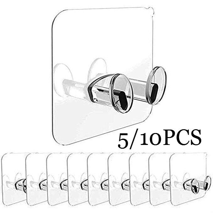 10 Cái Móc Cắm Chắc Chắn Trong Suốt Móc Dán Nhựa Trong Suốt Đa Năng Dính, Ues Cho Nhà Bếp Phòng Tắm Văn Phòng