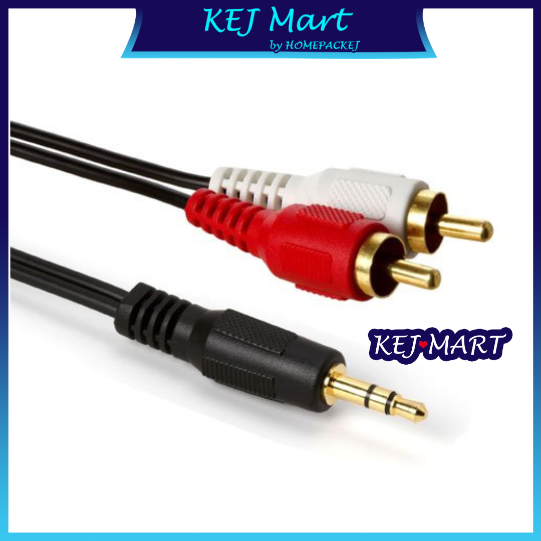 thumbnail image 2 of LANSTAR 20M / 60FT 3.5mm Stereo To 2 RCA Cable - Male To Male, Gold Plated 2 of 6