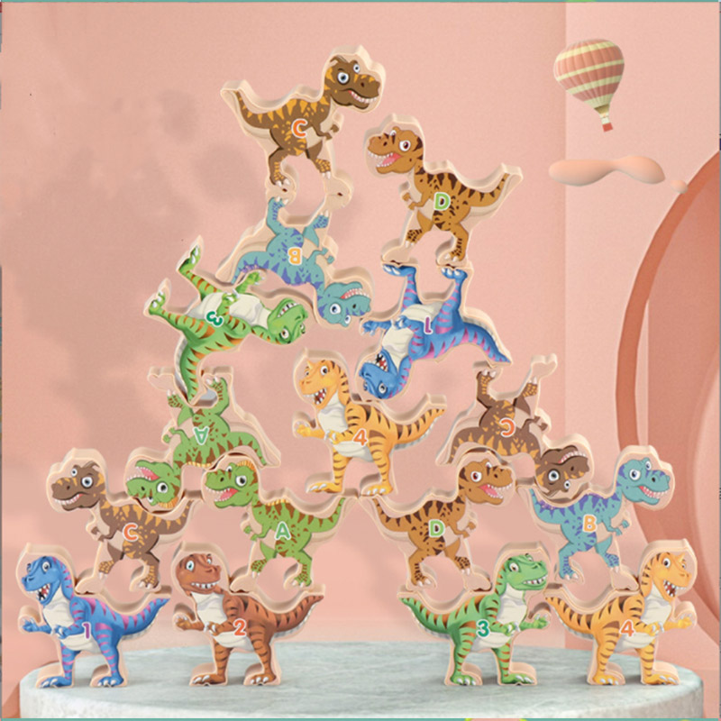 HS Jurassic Dinosaur Stacking Fun Puzzle develops educational toys for 3 years old early education parent-child games children's toys