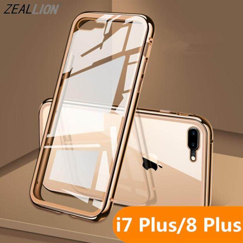 Giá Zeallion Cho iPhone 6 6 S 7 8 Plus Hai Mặt Kính Kim Loại Từ Hấp Phụ Trong Suốt Cường Lực kính cường lực Điện Thoại Ốp Lưng