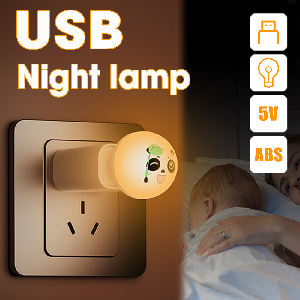 Cute Panda Đèn Ngủ LED Xách Tay Phích Cắm USB Mini Đèn Đọc Sách Màu Trắng Ấm Đèn Đèn Đọc Sách Cho Chiếu Sáng Bàn Phím Máy Tính Xách Tay