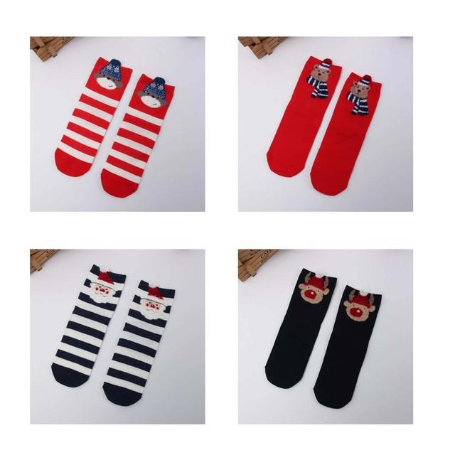 ☼ 4 pairs lot pack women socks Scarlet Three dimensional cartoon Christmas cute Japanese style elk happy funny cotton socks