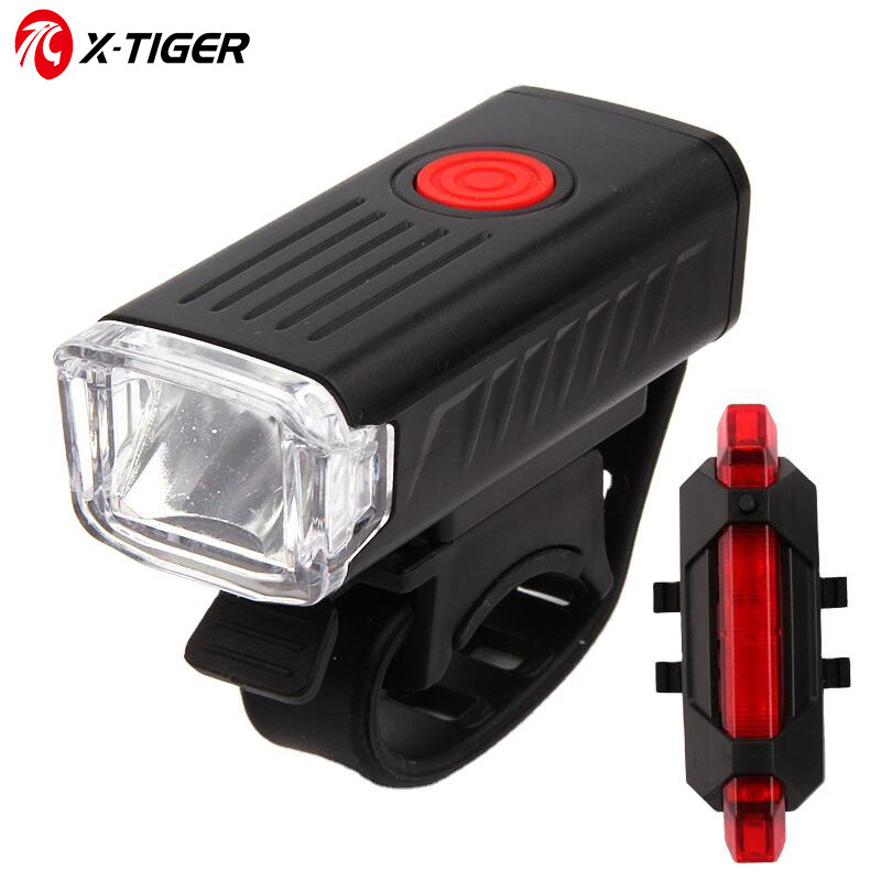 X-TIGER chống thấm nước đèn đầu xe đạp chống sốc Khung đèn đầu xe đạp an toàn đêm đi xe đạp đèn cảnh báo phổ + Đèn sau