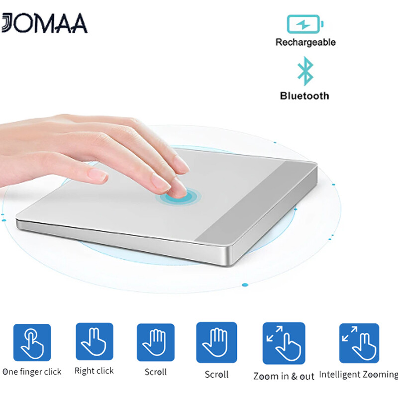 JOMAA Bluetooth High Precision Trackpad Rechargeable Multi-Gesture Wireless Touchpad Ultra Slim Portable Trackpad Mouse for Laptop iPad IOS Windows