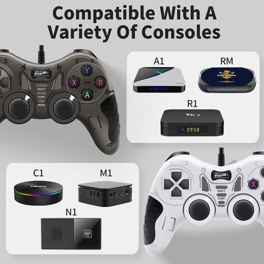 Narsta Tay cầm chơi game có dây với 360 ° 3D phím điều khiển cho Android HDTV box/Bảng điều khiển trò chơi/hơi nước/máy tính xách tay Tay cầm chơi game với rung & TURBO chức năng