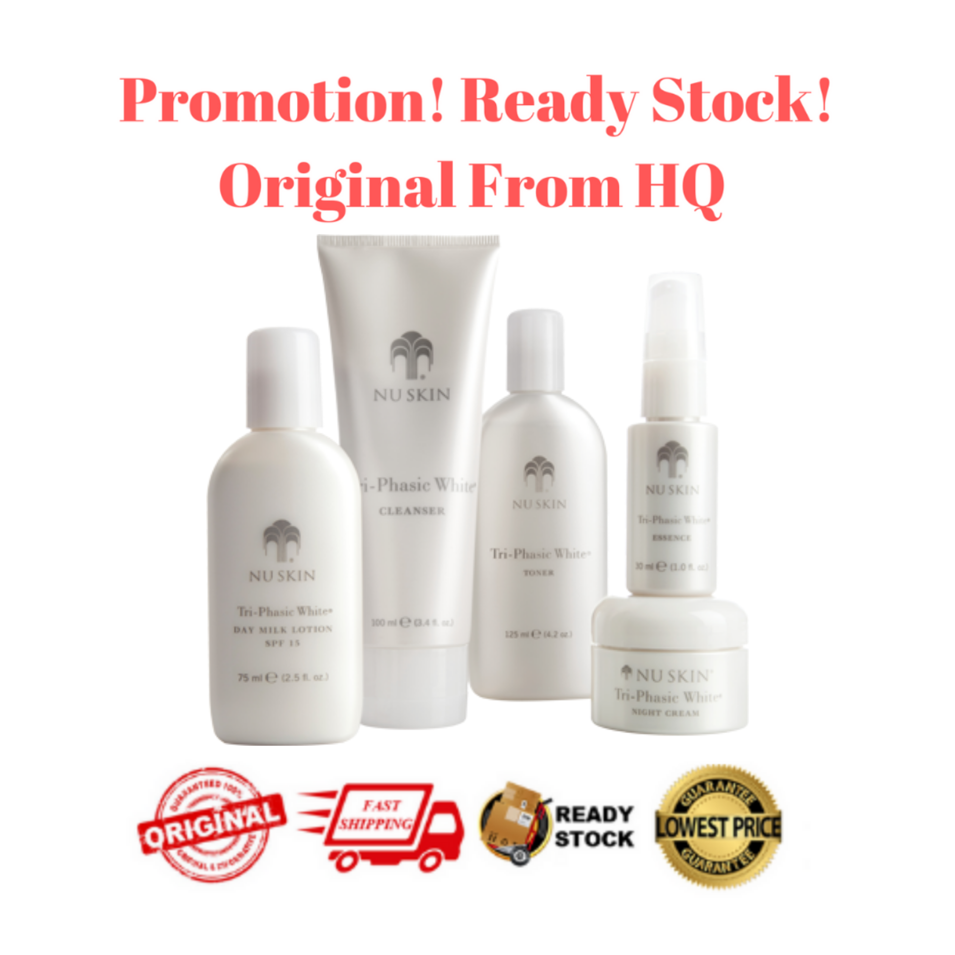 Nuskin Nu Skin Tri Phasic Tri Phasic White System Cleanser Toner Essence Day Lotion Night Cream Ready Stock Lazada