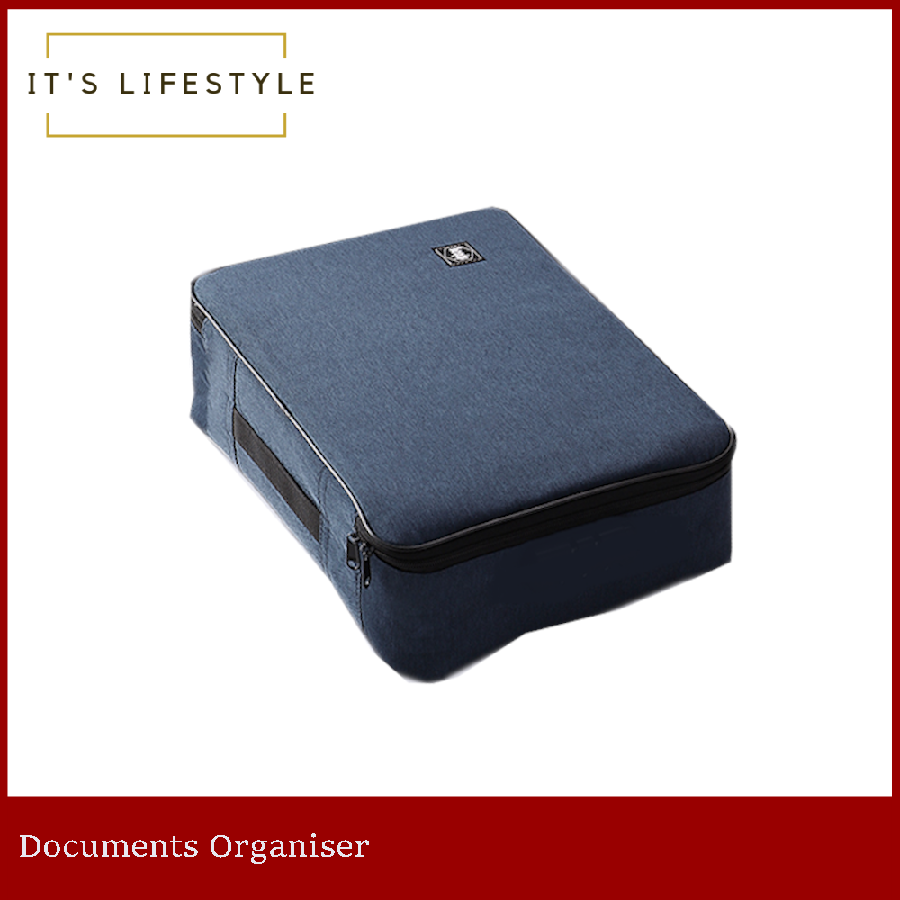 Portable Document Organizer A4 Zipper Waterproof Storage Bag-Black