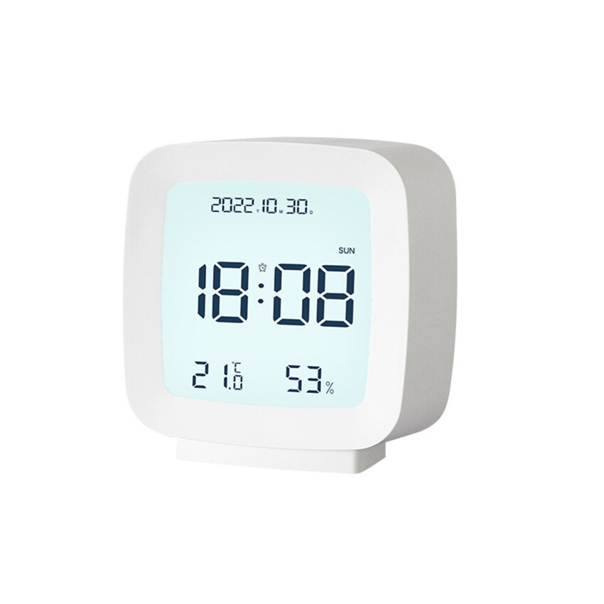 Digital Alarm Clock Temperature Humidity Calendar Week Backlight Desktop Electronic Clock 12/24H Bedside LED Clock