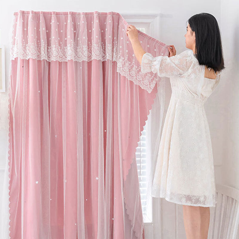 Rèm cửa phong cách công chúa, thiết kế không có đục lỗ để móc khoen, màn chắn ánh sáng - INTL