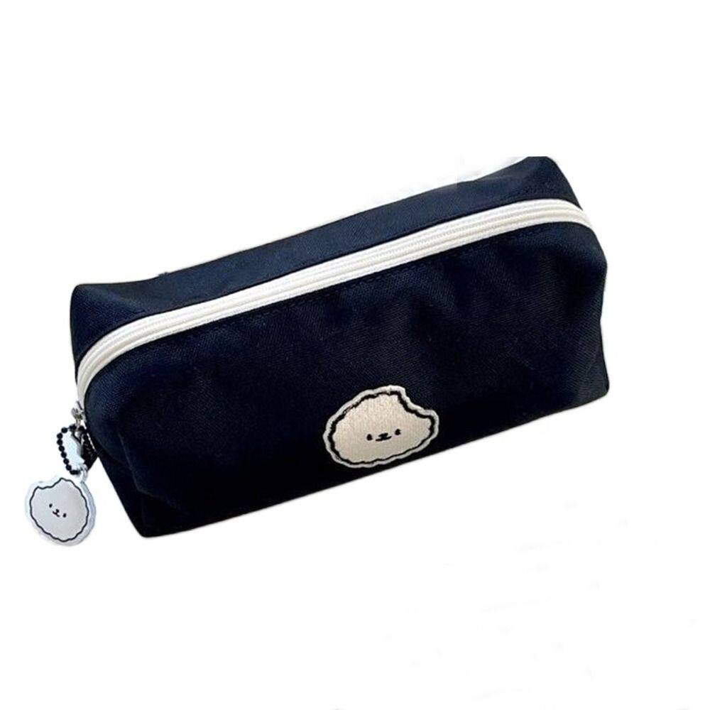 Inquirystore60in4 high quality black canvas large capacity pencil bag stationery bag storage pouch cosmetic bag