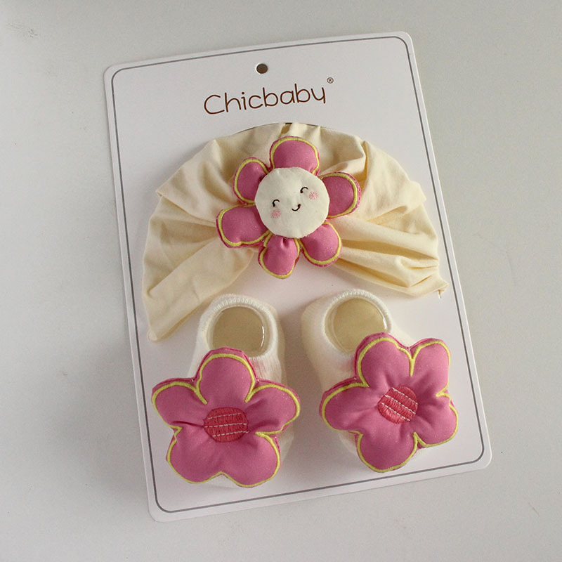 2Pcs Cute Flower Baby Hat Socks Set Thin Soft Newborn Infant Beanie Hat Photography Props Baby Girls Gifts