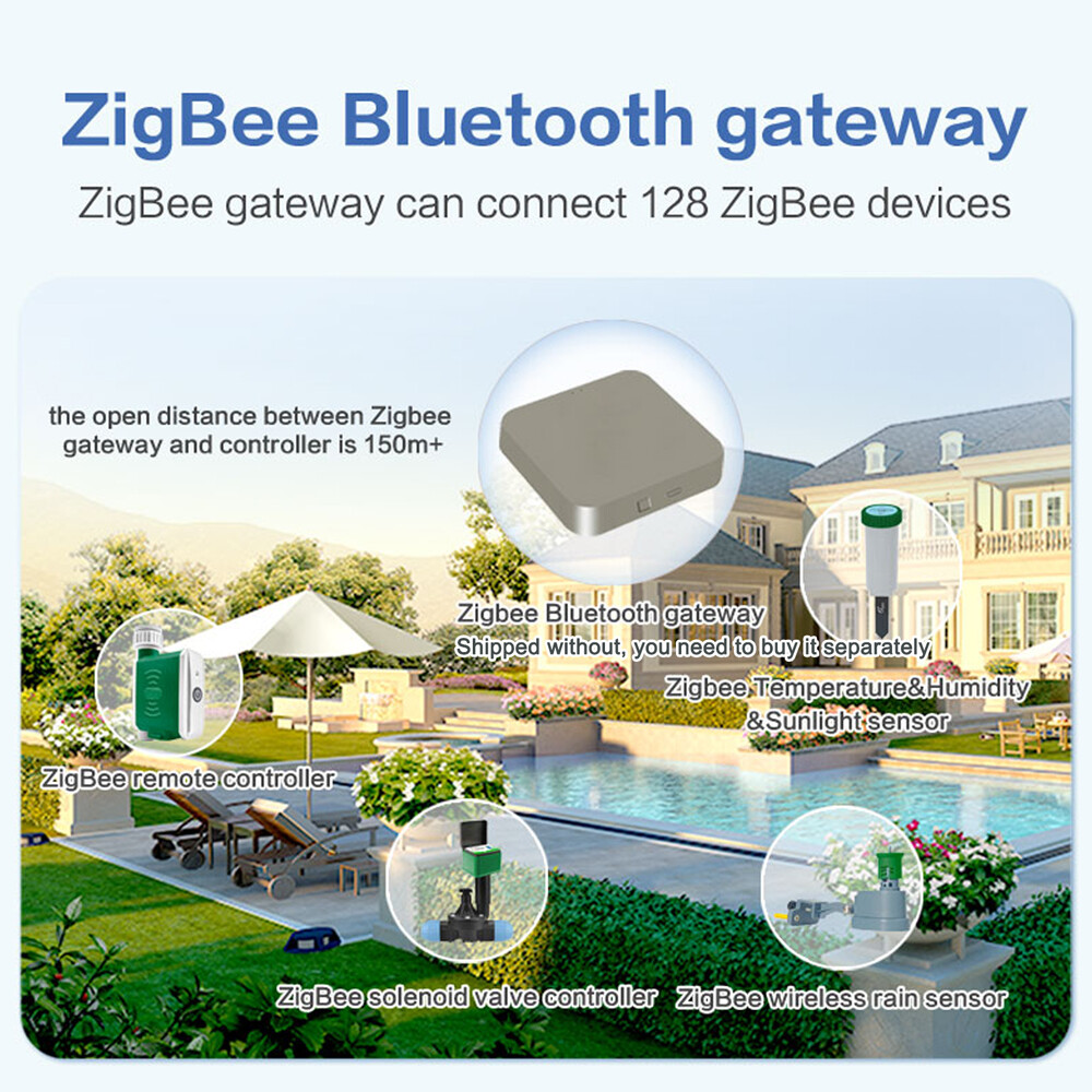 KKmoon Cảm Biến Thông Minh Bộ Hẹn Giờ Tưới Nước Tuya ZigBee Bộ Điều Khiển Tưới Nhỏ Giọt Hệ Thống Tưới Vườn Tự Động Điều Khiển Ứng Dụng Tương Thích Với Amazon Alexa Và Google Assistant Để Điều Khiển Bằng Giọng Nói