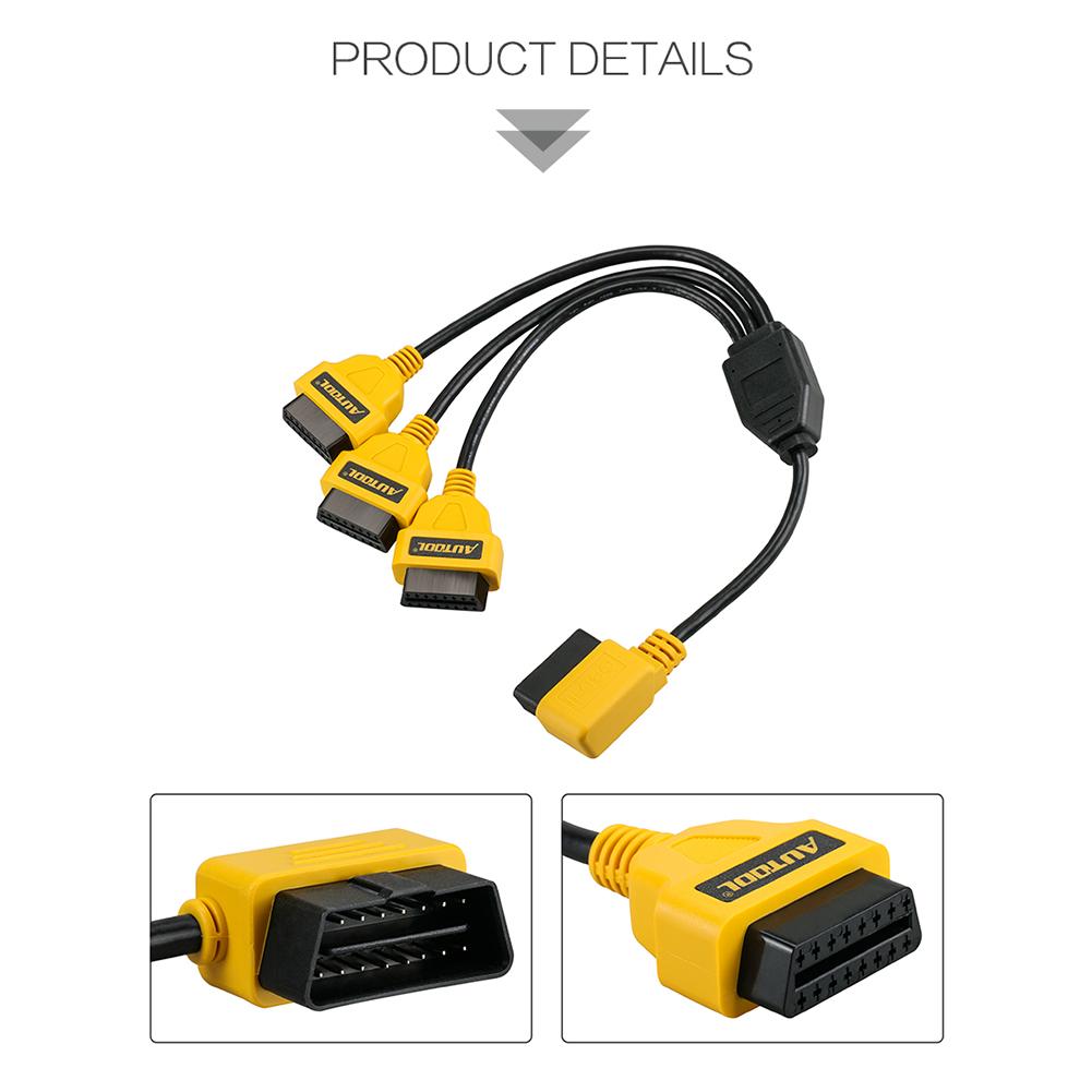 AUTOOL Cáp Chia Chữ Y OBD2 Bộ Chuyển Đổi 50Cm 1 Sang 3 Dây Nối Dài