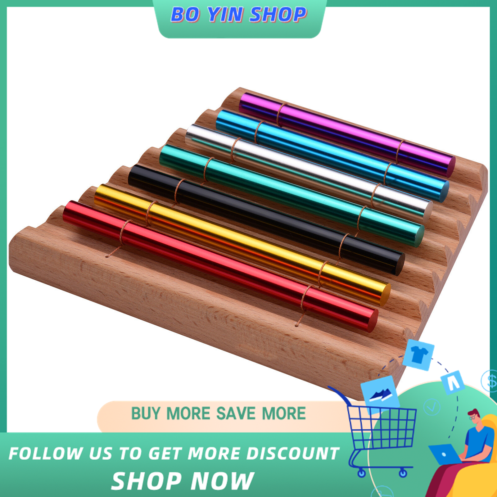 7-Tone Tabletop Chimes Meditation Chime Colorful Wind Bell Educational Musical Percussion Instrument with Mallet