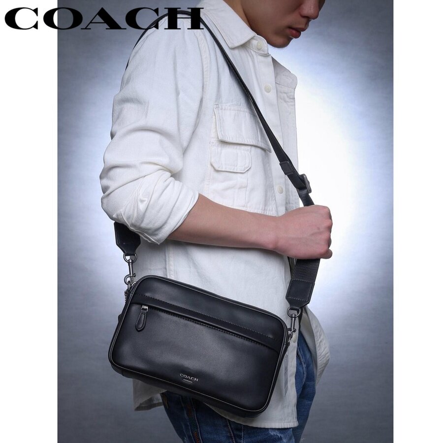 Coach one-shoulder messenger bag men casual camera bag full leather large  capacity in stock | Lazada PH