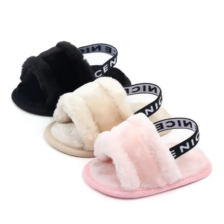 infant fur sandals