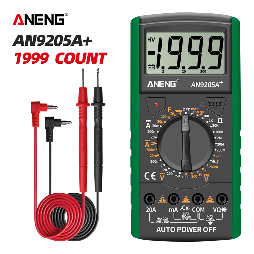 ANENG AN9205A+ LCD Display 1999 Counts Digital Multimeter Portable Voltmeter 180x90x35mm