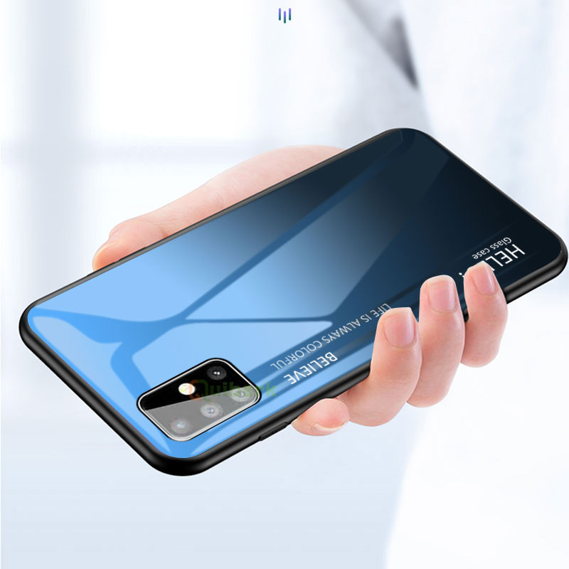 Đối với Samsung Galaxy A51 Vỏ kính cứng Gradient Chống xước Bảo vệ mặt sau