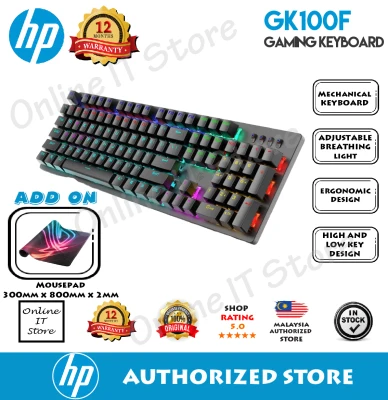 HP GK100F REAL WIRED MECHANICAL MIXED BACKLIGHT GAMING KEYBOARD WITH 104 KEYS(BLUE SWITCH)