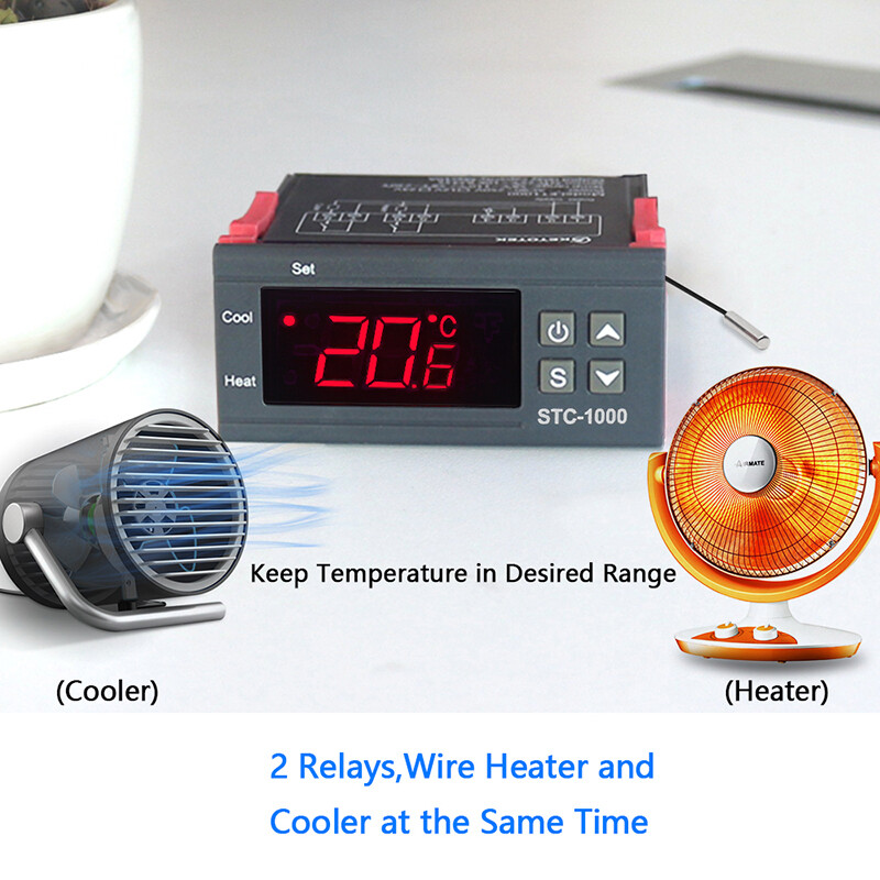 STC-3008 Dual Digital Temperature Controller Two Relay Output 12V 24V 220V Thermoregulator Thermostat Heater Cooler Dual Probe