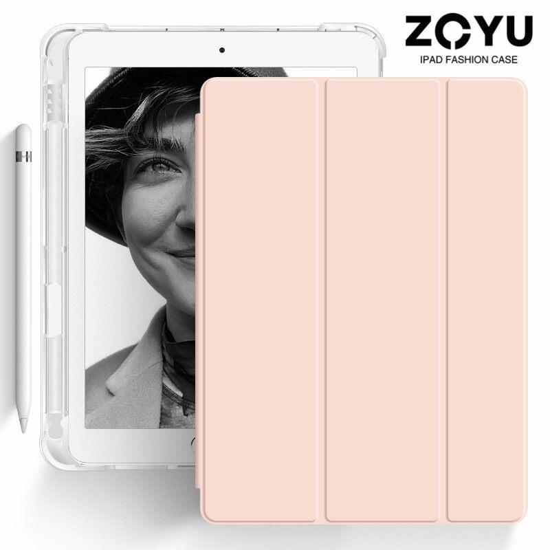ZOYU iPad case transparent case for iPad 10.2 inch iPad 2019 gen7 iPad 2020 gen8 Built-in pen slot airbag-style anti-fall with sleep wake-up function gift little prince sticker iPad case gen7 Tri-fold bracket support case iPad gen 8