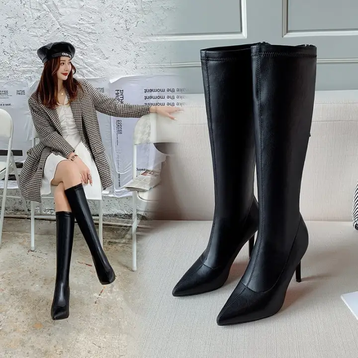 leather over the knee high boots
