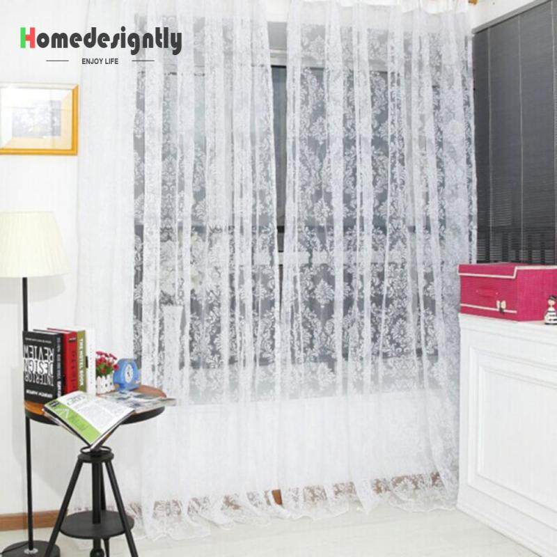 Vintage Voile Hoa Thêu Sheer Window Drape Đổ Rèm